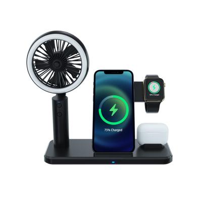 China UniversalÂ   15W Electric Fan Fast Wireless Charger Dock Charging Station For iPhone 12 11 5 4 3 Pro XS MAX Apple Watch Se 6 3 Pro Air Pods for sale