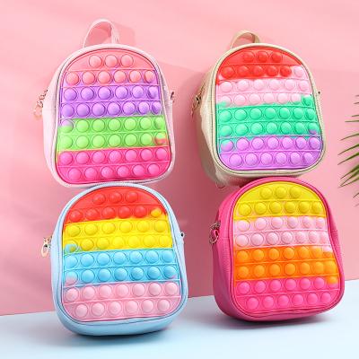 China Waterproof Stirrer Toys Push Bubble School Book Backpack Toddler Noise Up Stirrer Bag Silicone School Backpack Kids Stirrer Bag noise of toys for sale