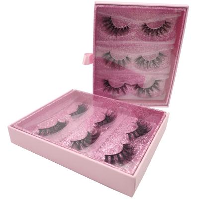 China Natural Fluffy Faux Mink Eyelash Strips Clear Eyelashes Tray Applicator Sets Mink Eyelash strips with covers for sale