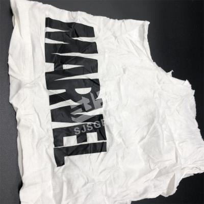 China Cotton White Color Printed T Shirt Rags Strong Absorbency Cleaning Cloth Wiping Rags industrial bale of rags for sale