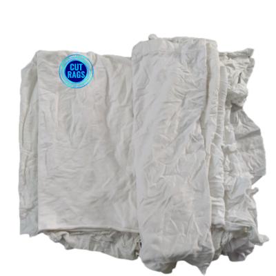 China Soft & absorbent Cotton Clean Rag Recycle Industrial Wasted white T-Shirt Cotton Rags INDUSTRIAL CLEANING WIPERS for sale