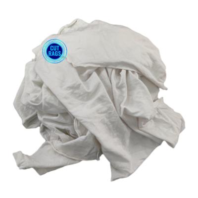 China Water & oil absorbency 100% cotton white knitting T shirt rags for marine oil cleaning Industries 4lb Recycled White Clo for sale