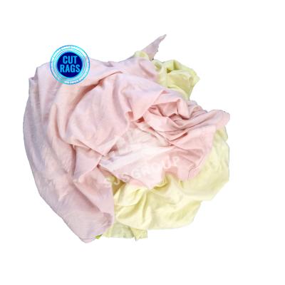 China 10kg 25kg Used Cotton Light Color Mixed Printed T Shirt Rags Industrial Cleaning Wiping Rags trapo industrial for sale