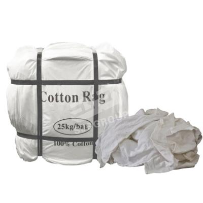 China High cotton White Cotton Rags 10kg 25kg WHITE TSHIRT FABRICS WIPING RAGS FOR CLEANING WIPING RAGS for sale