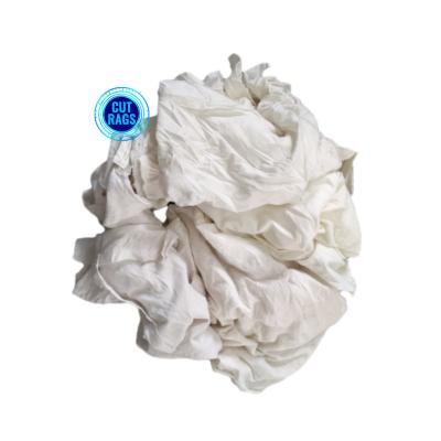 China Bleaching Textile Cotton Rags 10kg 25KG Machine Wiping 100% cotton Cut reused White t shirt rag Industrial Cleaning Rags for sale