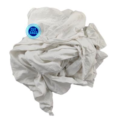 China Pure white 100 cotton industrial cleaning rag absorbent oil cut used clothes rags tshirt wipers for sale