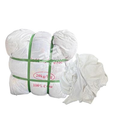 China Industrial Cleaning Wiper Rags White Cotton T Shirt Rags Textile Waste Wiping Rags for sale