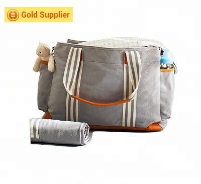 China Large Capacity Cotton Canvas Baby Diaper Bag Baby Diaper Bag Women's Functional Bag New Set For Mom for sale