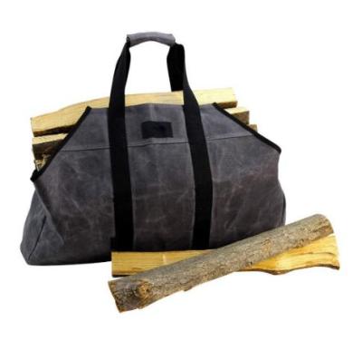 China Firewood Storage Goods Waxed Canvas Bag Carrying Tote Bag Firewood Log Carrier for sale