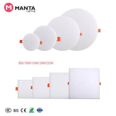 China Modern Indoor Adjustable Recessed Panel Light Round 3D Mounted Frameless Ceiling Led Panel Lights for sale