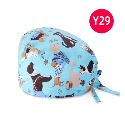 China OEM Service New Color Quick Dental Cap Skull Nurse Tie Back Hair Care Animal Print Surgical Caps for sale