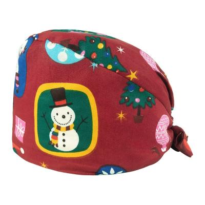 China OEM Service Pharmacist Wholesale Accessories Unisex Nurse Christmas Printing Surgical Hat for sale