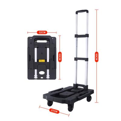 China Luggage cart Shopping cart 75kg load compact platform lightweight portable retractable hand wheel assembly tow dolly folding platform hand truck for sale