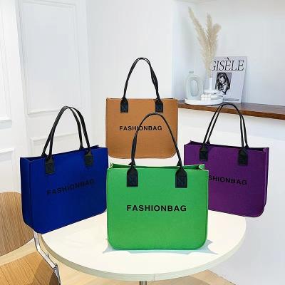 China Who respects the environment; Recyclable; Wholesale Reusable Reusable Shopping Bag Custom Print Felt Fabric Shopping Bag Fashion Women Tote Shopping Bags for sale