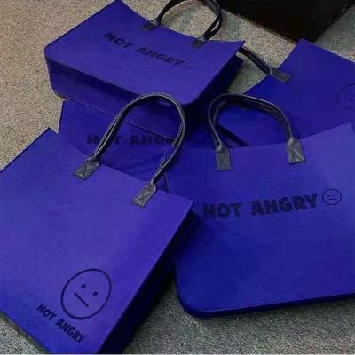 China Who respects the environment; Recyclable; Eco Friendly Reusable Rpet Sustainable Recycled Leather Handle Women Recycled Cheap Shopping Felt Tote Hand Bag for sale