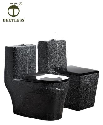 China Standard Square Double-Flow Bathroom Black Toilet With Lagging Cover for sale