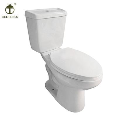 China Double-Flow Bathroom Siphon Ceramic Flush Two Piece WC Toilet With Strap for sale