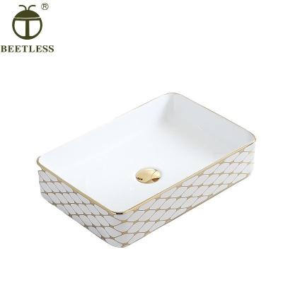 China Fashion Luxury Modern Stone Art Basin Modern Bathroom Sink Hotel Restaurant High Quality Luxury Ceramic Wash Basin Bathroom Sink Factory Supply for sale