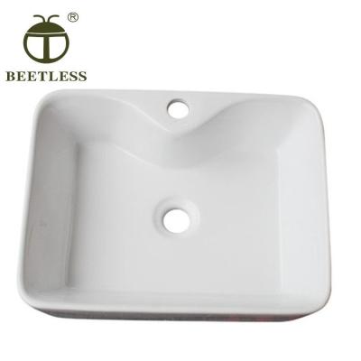 China 591 Factory Easy Clean Direct Selling Unique Design Porcelain Semi Recessed Bathroom Sinks for sale