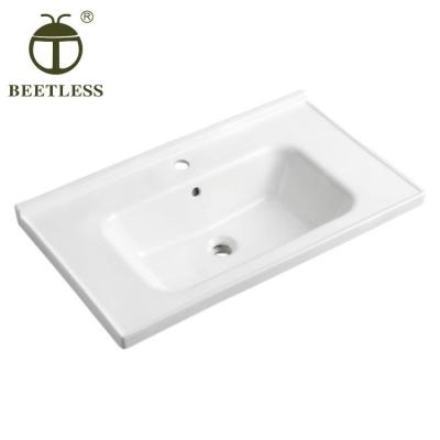 China Convex Edge Avoid Water Overflow European Style Modern Floating Bath Top Double Sink Bathroom Vanity Cabinet Sets With Sink for sale