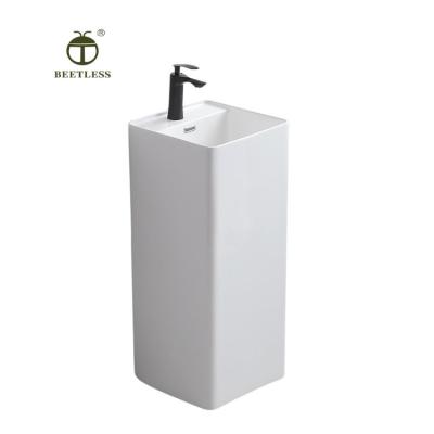 China Pedestal Wash Basin Sustainable Artificial Stone Luxury Hotel Basin for sale