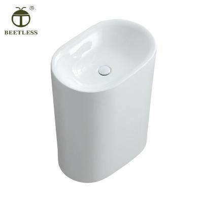 China Eco - Friendly Artificial Stone Bathroom Pedestal Lavatory Sink for sale