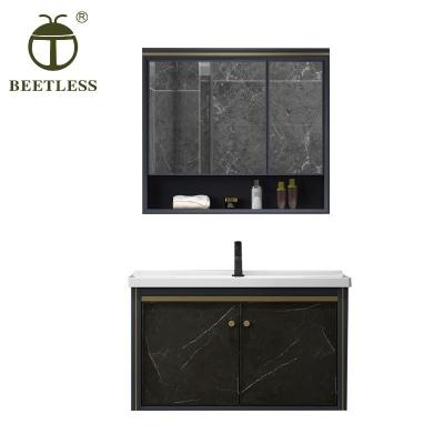 China Modern hot sale high quality pure aluminum bathroom vanity with mirror and sink for sale