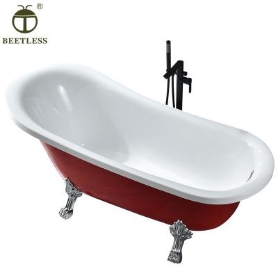 China Modern Acrylic Red Luxury Claw Free Foot High Heels Bathtubs for sale