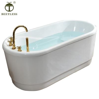 China Elegant Apprearance Freestanding Bathtub Acrylic Mini Double Insulation Sanitary Bathtub Sitting Adult for sale