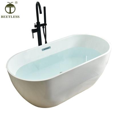 China Custom Small CE 1400mm Freestanding Dimensions Oval Tub Soaking Sizes Size Floor Standing White Acrylic Freestanding Bathtub for sale