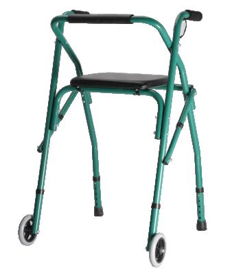 China Aluminum Alloy Aluminum Folding Walker With Seat And 2 Wheel for sale