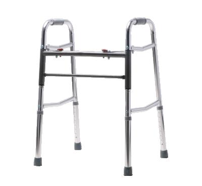 China Rehabilitation Therapy Supplies Aluminum Alloy Frame Heavy Duty Two-Button Folding Walking Walker And Rollator Aluminum Alloy for sale