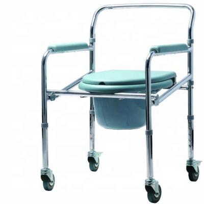 China Height Adjustable Folding Pedal Brake Chrome Toilet Chair Wheelchair DY02608 for sale