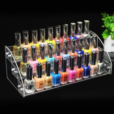 China Mordern 3Types Durable Acrylic Clear Nail Polish Makeup Display Stand Organizer Holder Nail Polish Display Rack for sale