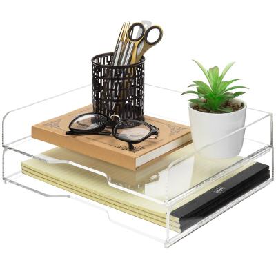 China Modern Stackable Acrylic 2 Tier File Folder Desk Organizer for sale