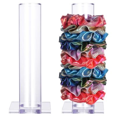 China High Precision Acrylic Clear Holder for Scrunchies Jewelry Bracelet Hair Ties Organizer Large Scrunchie Display Stand Hair Scrunchy Holder Rack for sale