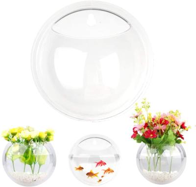 China Wall Mounted Viable Clear Acrylic Flower Pot Wall Hanging Decor Plant Pot Hanging Acrylic Hydroponic Pot Aquarium Custom for sale