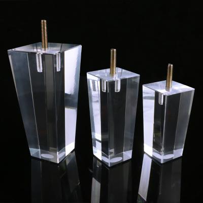 China Wholesale custom made industrial transparent cube coffee table crystal furniture accessories acrylic foot acrylic glass foot for sale