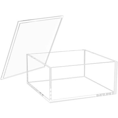 China Acrylic Stored Box With Lid Box Clear Square Stackable Mult-purpose For Office And Home for sale