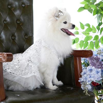 China Forest Viable Pure Color Cute Dog Wedding Dress With Bow Puppy Dress Pet Costume Party Cute Clear Weather Gently Easily for sale