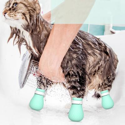 China Pet Anti-Sharp Cat Claw Covers Forest Paw Protector Bathing Cut Nail Amazon Silicone Foot Viable Durable Shoes Boots for sale