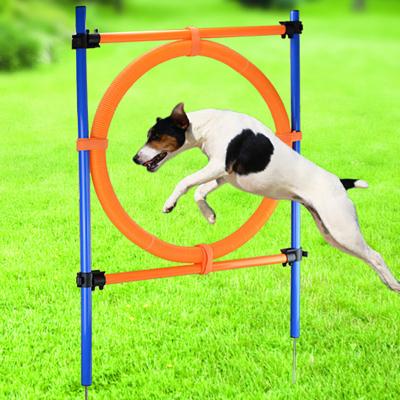 China New Stocked Plug & Play Training Obstacle Dog Jump Ring Outdoor Adjustable Portable Dog Obstacle Agility Trainer Training Equipment for sale