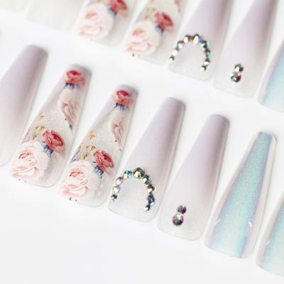 China 2021 Easy Use Fake Nails Attractive Modern Cost Effective Modern Useful Luxury Coffin Nail Long Top Tips Press On Nails Supplier for sale