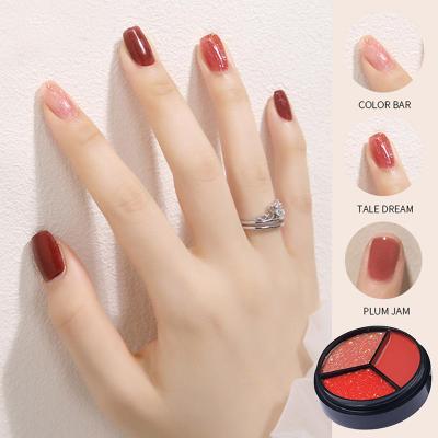 China Jelly Color UV Gel Soak Off Tricolor Solid Cream Gel 10g / 15g Nail Polish for sale