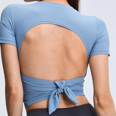 China Fashion Suppliers Women New Sports Breathable Sexy Backless Culture Custom Women Inset Top Chest Pad Ropa Deportiva Mujer Sports Top for sale