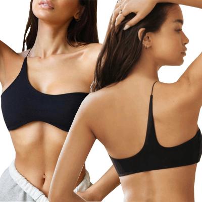 China Breathable Unique Design Fashion One Straps Sportswear Fitness Top Women Yoga Underwear Bow Sexy Outdoor Sports Bra for sale