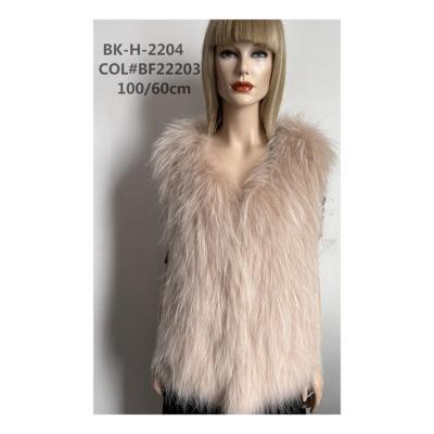 China Other Raccoon Knitted Vest With Polyester Fabric Striping Wear Shaggy Luxury Knitted Coat for sale