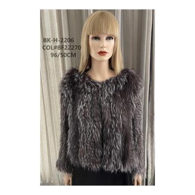 China Other High Quality Silver Fox Knitted Jacket Women Casual Ladies Knit Fur Trim Coat for sale