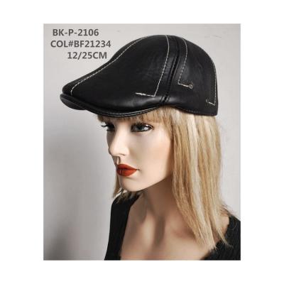 China Classic Elegant Comfortable Long Cowhide Leather Lady Brim Fitted Hat Women's Hat for sale