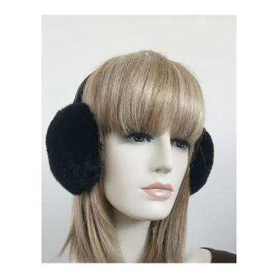 China New type hot sale quality guaranteed black rex skin lambskin earmuffs one size for sale